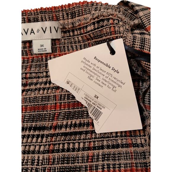 NEW AVA & VIV Dress Plus 3X Plaid Jumper Pinafore Fall Career Office Brown Black - Picture 4 of 9